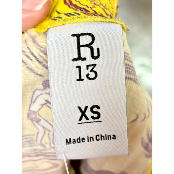 R13 Tropical Print Pull On High Waisted Boxer Shorts Yellow Surfer Women's XS - Picture 4 of 5